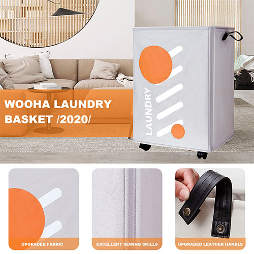 XL capacity Movable Collapsible Laundry hamper With Wheels customized